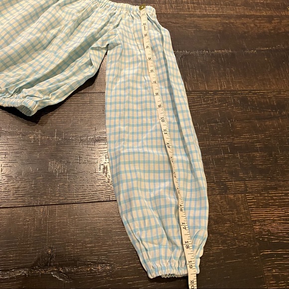 NWT | Wilfred Aritzia | Blue & Offwhite plaid crop top with long sleeves - Picture 7 of 9